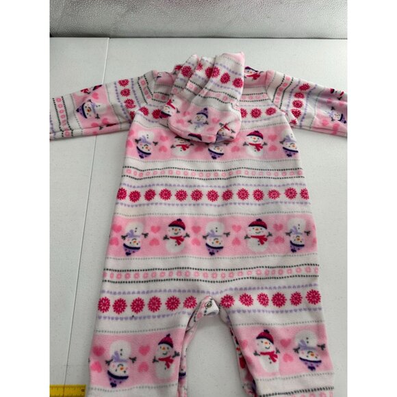 Set Of 3 Carters Baby Girl Holiday-Themed Sleepers 6M Pink Fleece Cotton Footed - Picture 9 of 10